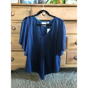 Anthropologie Maeve MayaPintuckFlutterSleeveBlouse